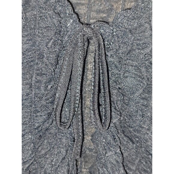 Motel Rocks Womens Sheer Crinkle Mesh Tie Front Crop Top Black Long Sleeve Small - Picture 7 of 7